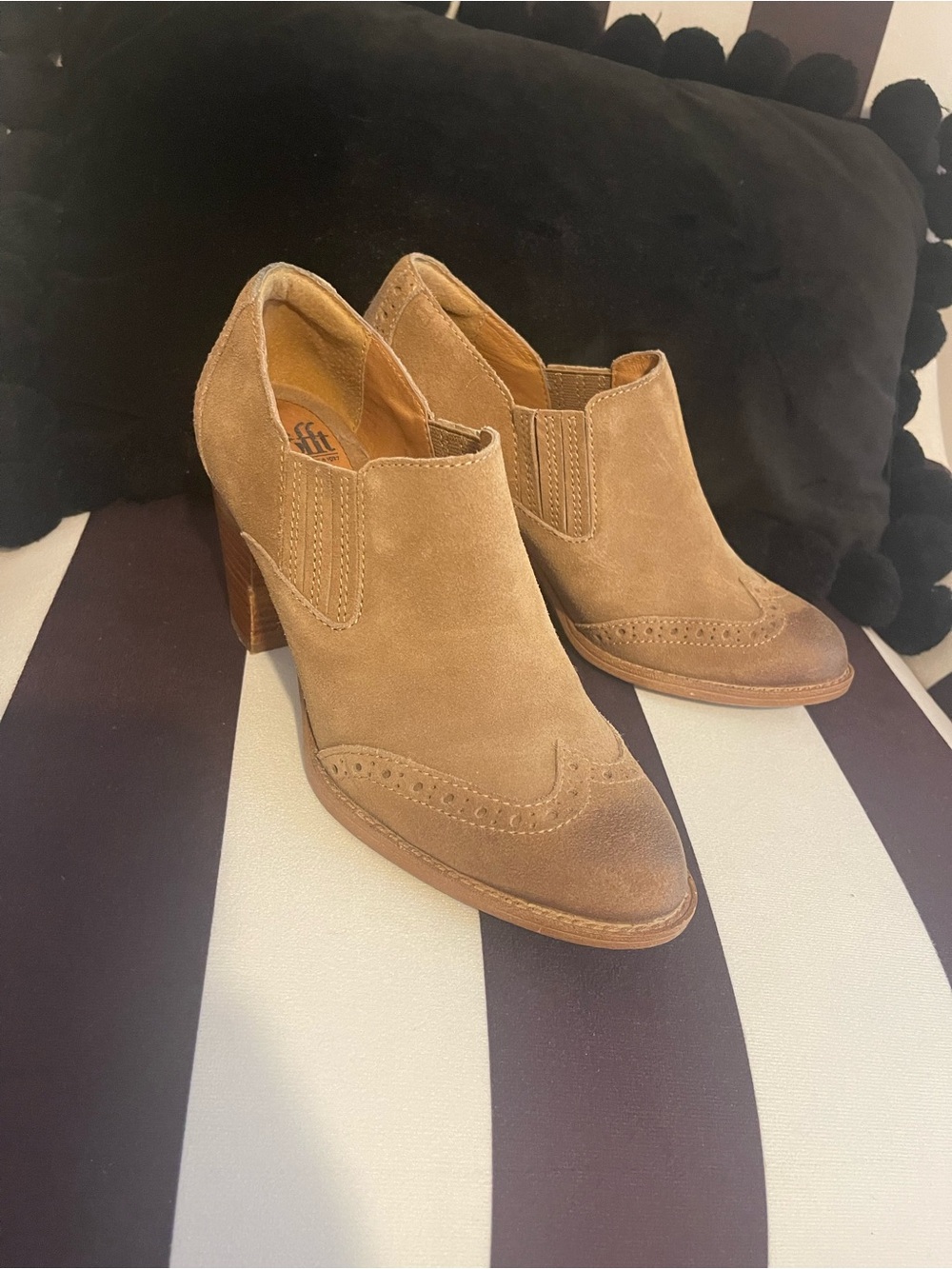 Sofft Tan Suede Wingtip Ankle Booties